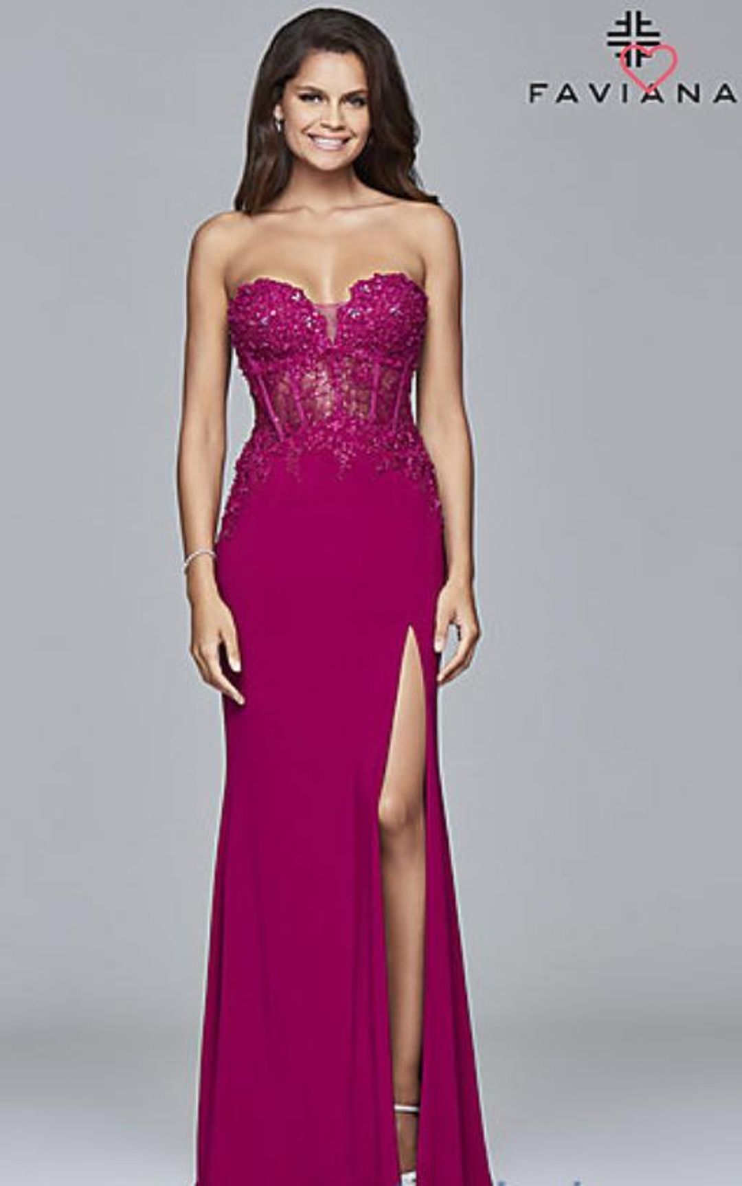 Strapless Sweetheart Illusion Faviana Prom Dress for rent on The Volte - main image