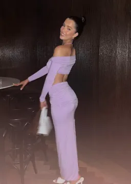 Natalie Rolt Chantal Crop and Skirt Set Purple Size AU 6 for rent on The Volte - image 2