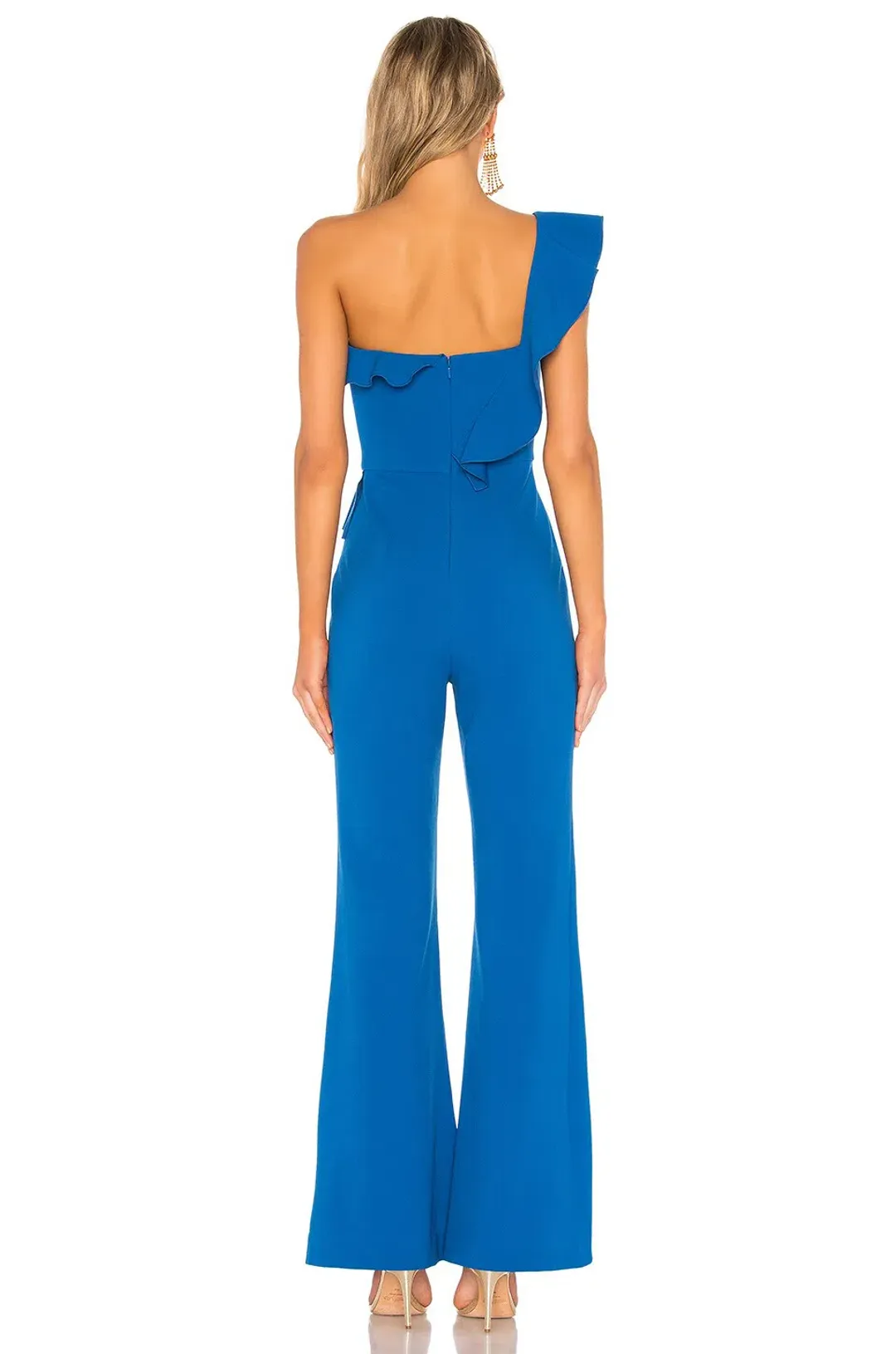 Rebecca Vallance Caspian One Shoulder Jumpsuit Cobalt Blue Size 10 for rent on The Volte - main image