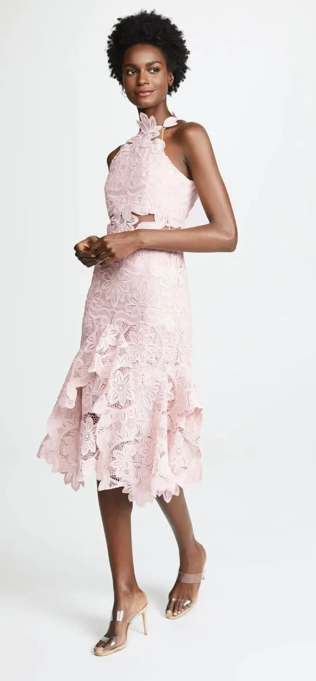 Thurley Waterlily Midi Dress Nude Size 10 - Image 2