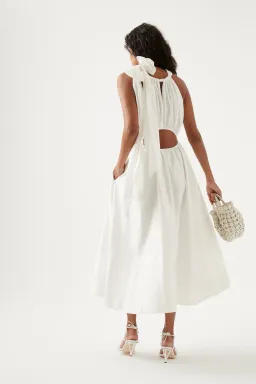 Aje Henriette Tie Strap Midi Dress Cutouts White Size 12 for rent on The Volte - image 3