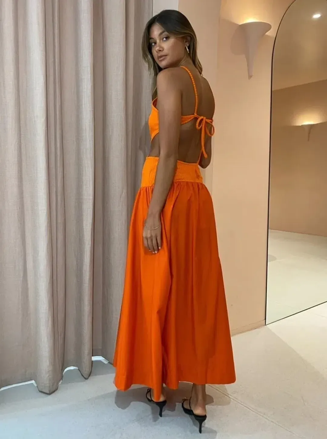 Bec & Bridge Ula Cut Out Dress Orange Size 6 for rent on The Volte - main image