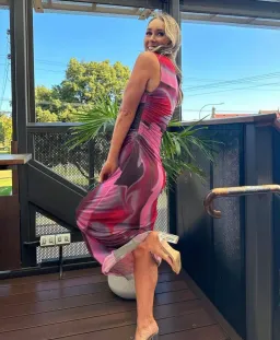 Scanlan Theodore Italian Watercolour Print Dress in Raspberry Size AU 10 for rent on The Volte - image 4