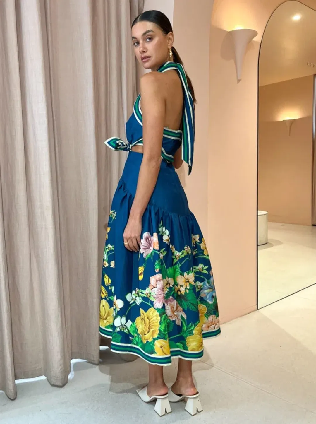 Alemais Lyla Halter Neck Midi Dress Floral Size 10 for rent on The Volte - main image