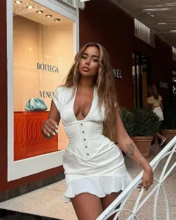 House of CB Tianna Ruffle Corset Mini Dress Ivory Size S / Au 8 for rent on The Volte - image 3