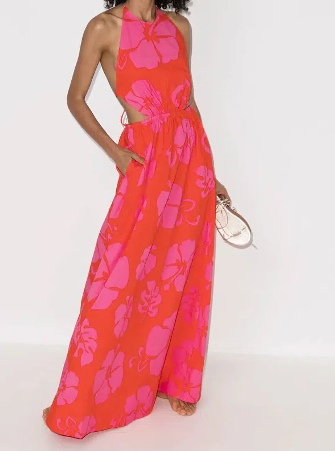 Staud Apfel Hibiscus Maxi Dress Pink Size M / AU 10 for rent on The Volte - main image