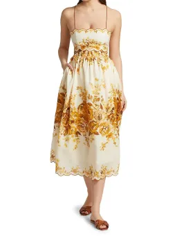 Zimmermann Aliane Scallop Midi Dress Cream Size AU 6 for rent on The Volte - image 1