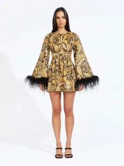 Alice McCall Feather Mini Dress Gold Dust Size AU 8 for rent on The Volte - image 1