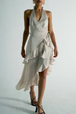 Luhmann Lamina Backless Frill Dress Champagne Cream Size AU 8 for rent on The Volte - image 3