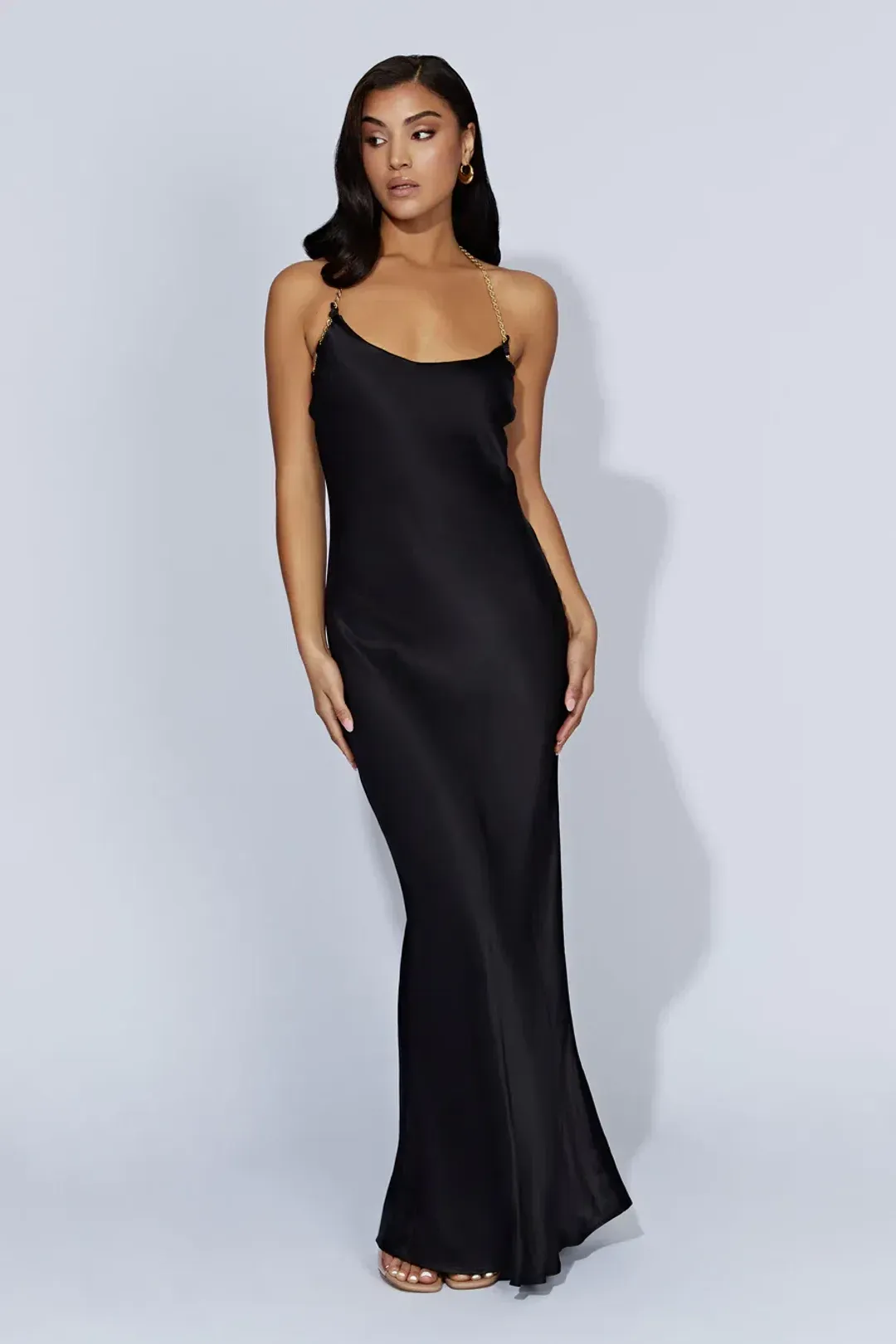 Meshki Sylvie Chain Maxi Dress Black Size AU 6 for rent on The Volte - main image