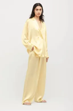 Michael Lo Sordo Relaxed Silk Boy Pant Pale Yellow Size AU 8 for rent on The Volte - image 2