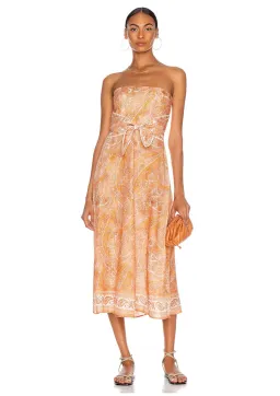 Zimmermann Brighton Tie Waist Midi Dress Tangerine Paisley Size 0 / AU 8 for rent on The Volte - image 1