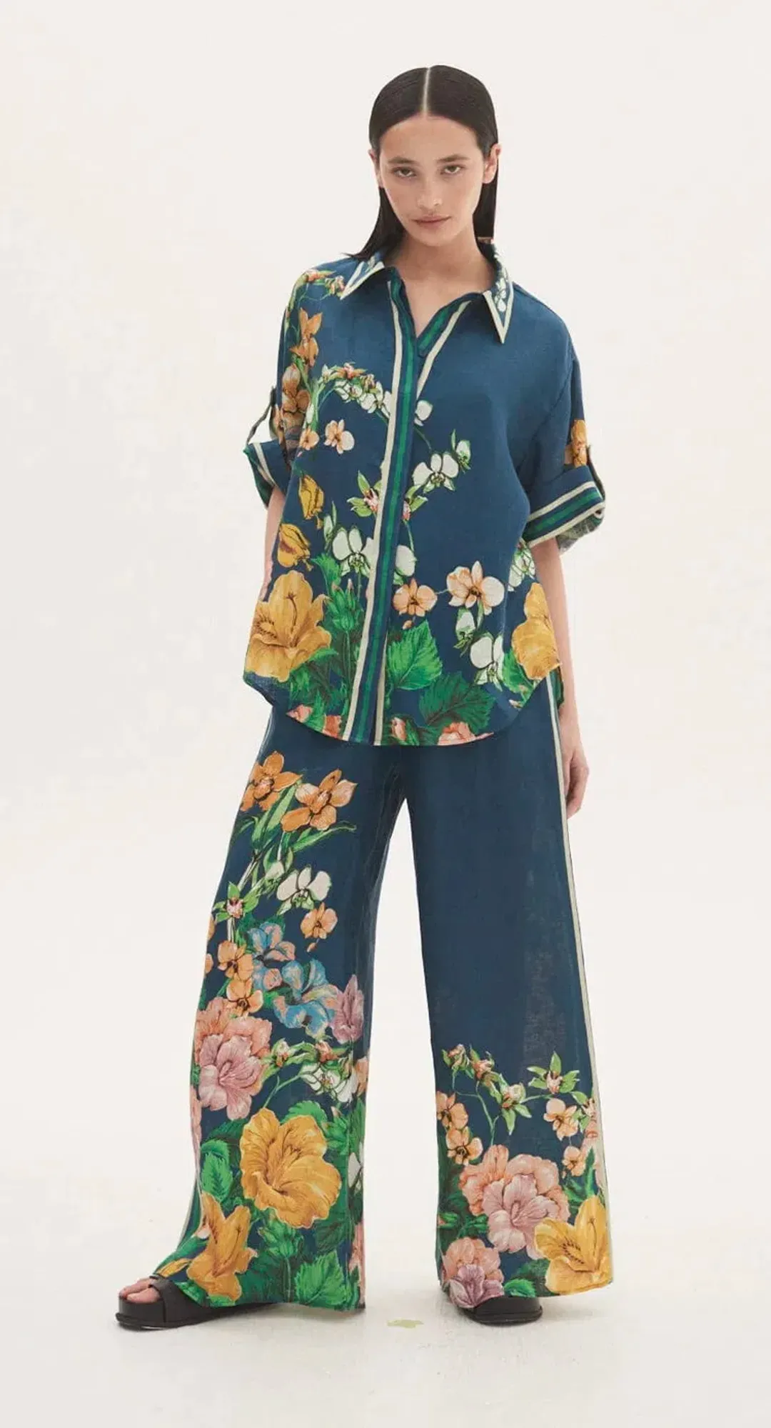 Alemais Lyla Shirt And Pants Set Navy Size AU 14 for rent on The Volte - main image