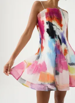 Aje Celestial Pleated Mini Dress Multi-colored Size AU 6 for rent on The Volte - image 3