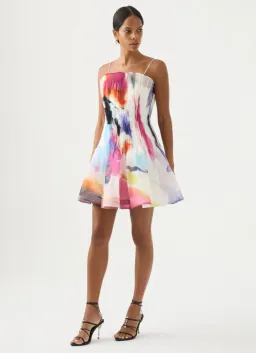 Aje Celestial Pleated Mini Dress Multi-colored Size AU 6 for rent on The Volte - image 1