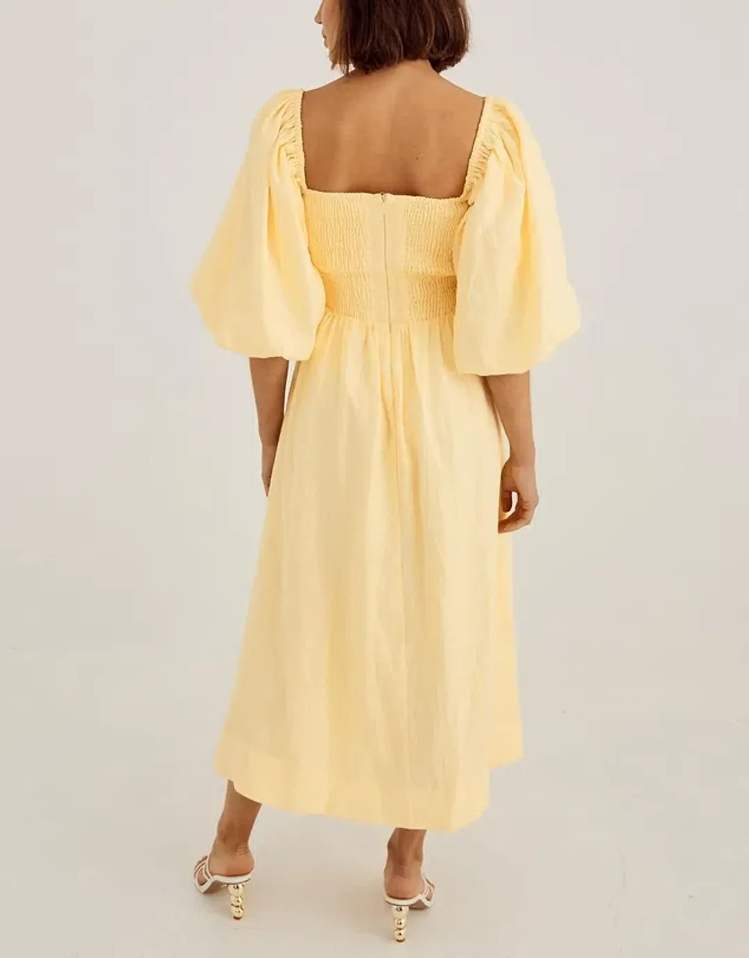 Sovere Relish Midi Dress Yellow Size AU 6 for rent on The Volte - main image