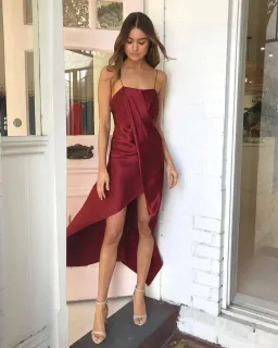 One Fell Swoop Revenge Dress Burgundy Size 6 for rent on The Volte - image 1