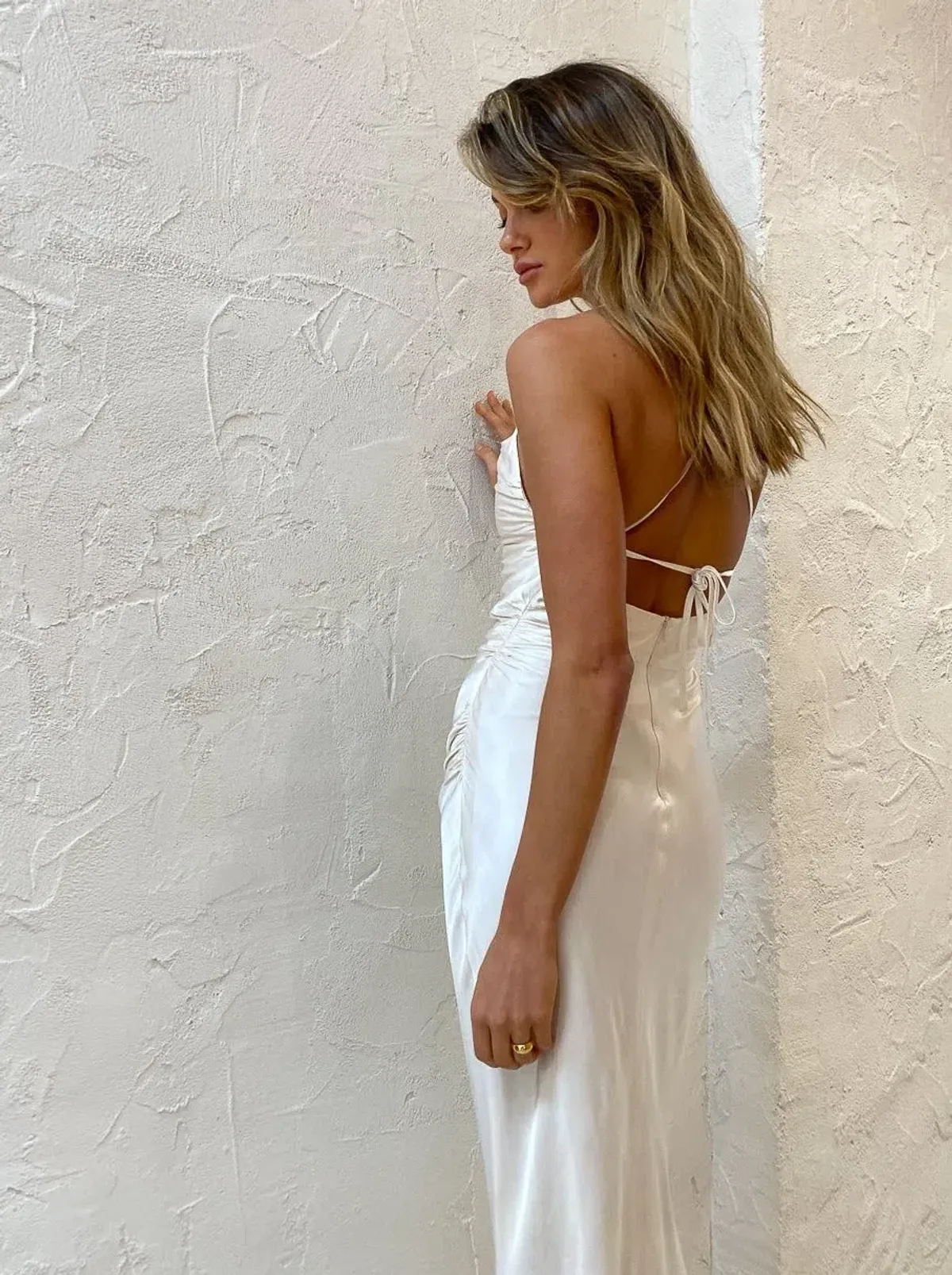 Shona Joy La Lune Lace Back Maxi Dress Cream Size 8 - Image 2