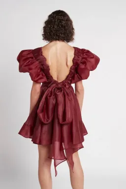 Aje Gretta Organza Mini Dress Burgundy Size 8 for rent on The Volte - image 2
