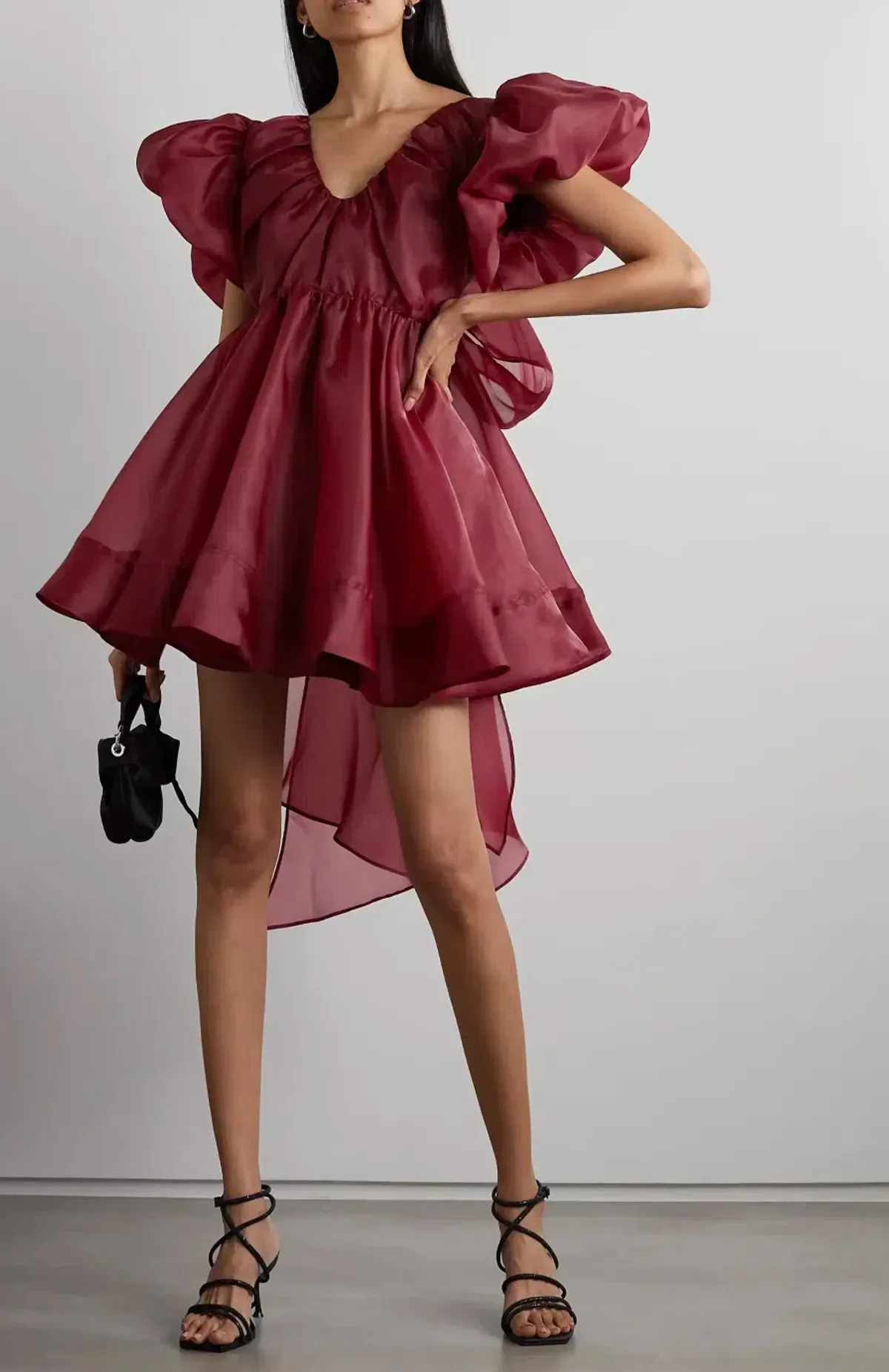 Aje Gretta Organza Mini Dress Burgundy Size 6 / XS - Image 1