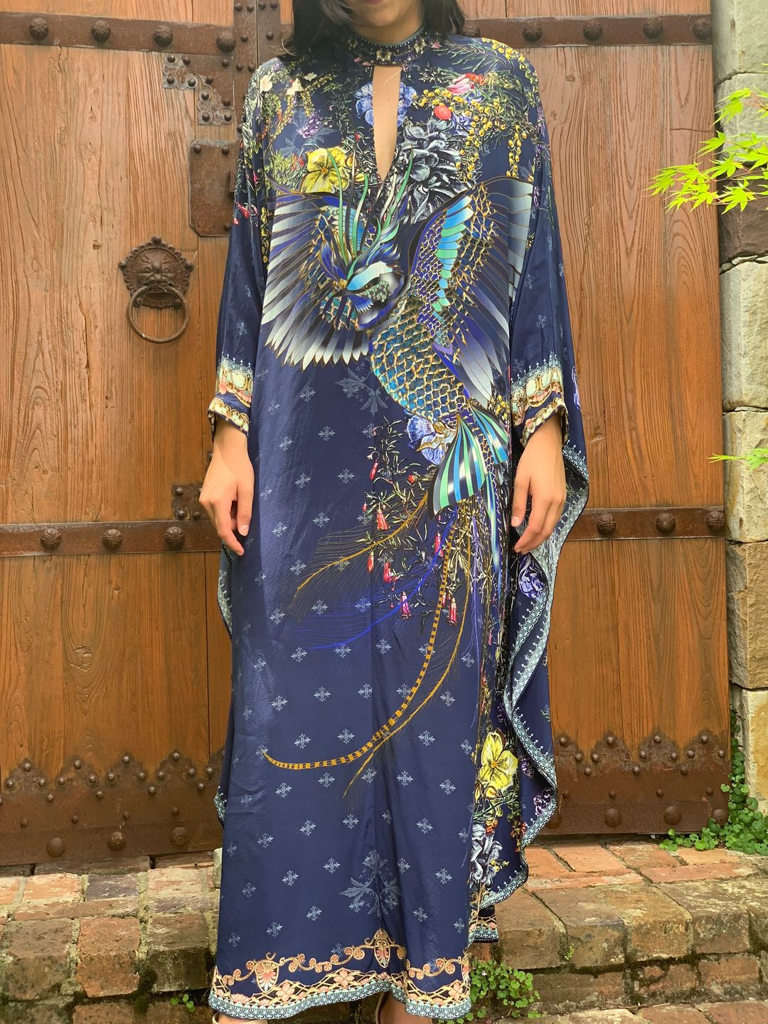 Camilla Southern twilight kaftan w high collar size 16 for rent on The Volte - main image