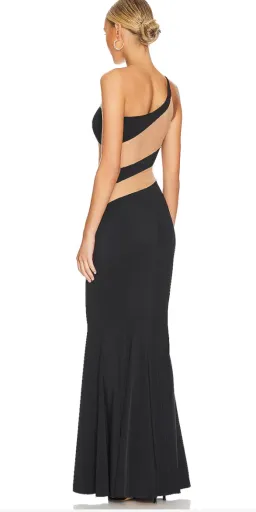 Norma Kamali Snake One-Shoulder Mesh-Paneled Stretch-Jersey Gown Black Size xxs for rent on The Volte - image 3
