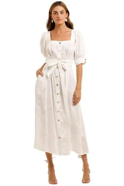 Aje The Aspect Silk Linen Dress White Size 12 for rent on The Volte - image 1