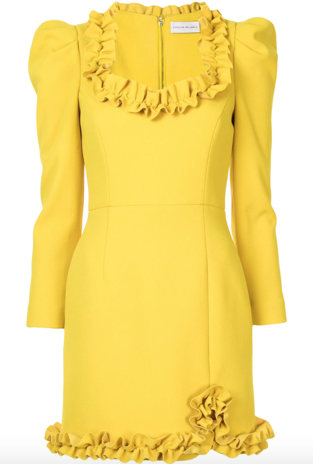 Rebecca Vallance Baci Long Sleeve Mini Dress Yellow Size AU 10 for rent on The Volte - main image