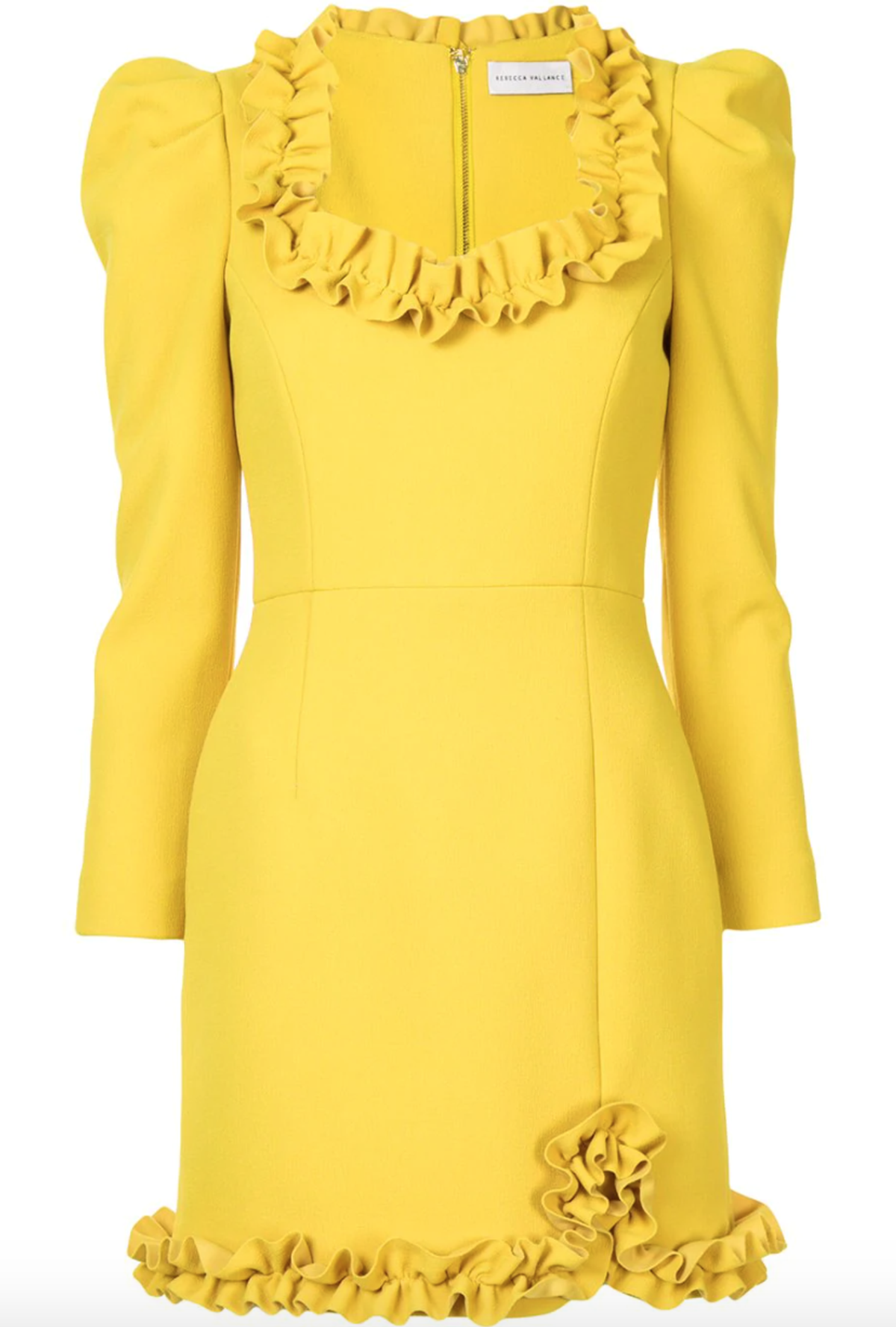 Rebecca Vallance Baci Long Sleeve Mini Dress Yellow Size AU 10 - Image 3