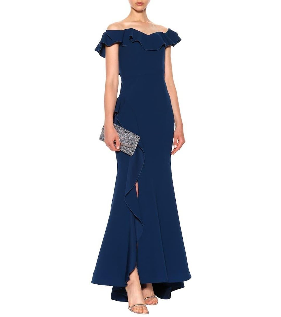 Rebecca Vallance Aegean off-the-shoulder dress navy size 12 for rent on The Volte - main image