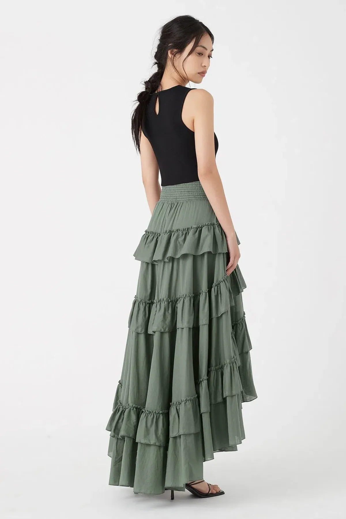 Aje Mimosa El Paso Tiered Maxi Skirt Green Size 8 - Image 3