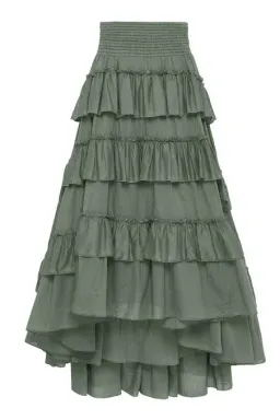 Aje Mimosa El Paso Tiered Maxi Skirt Green Size 8 for rent on The Volte - image 4