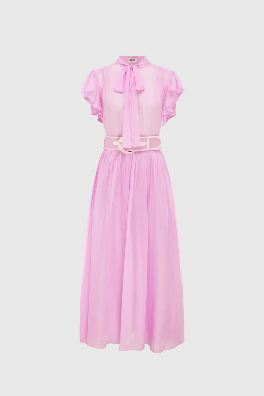 Leo Lin Pavilion Flutter Sleeve Dress in Orchid Pink Size 10 for rent on The Volte - main image