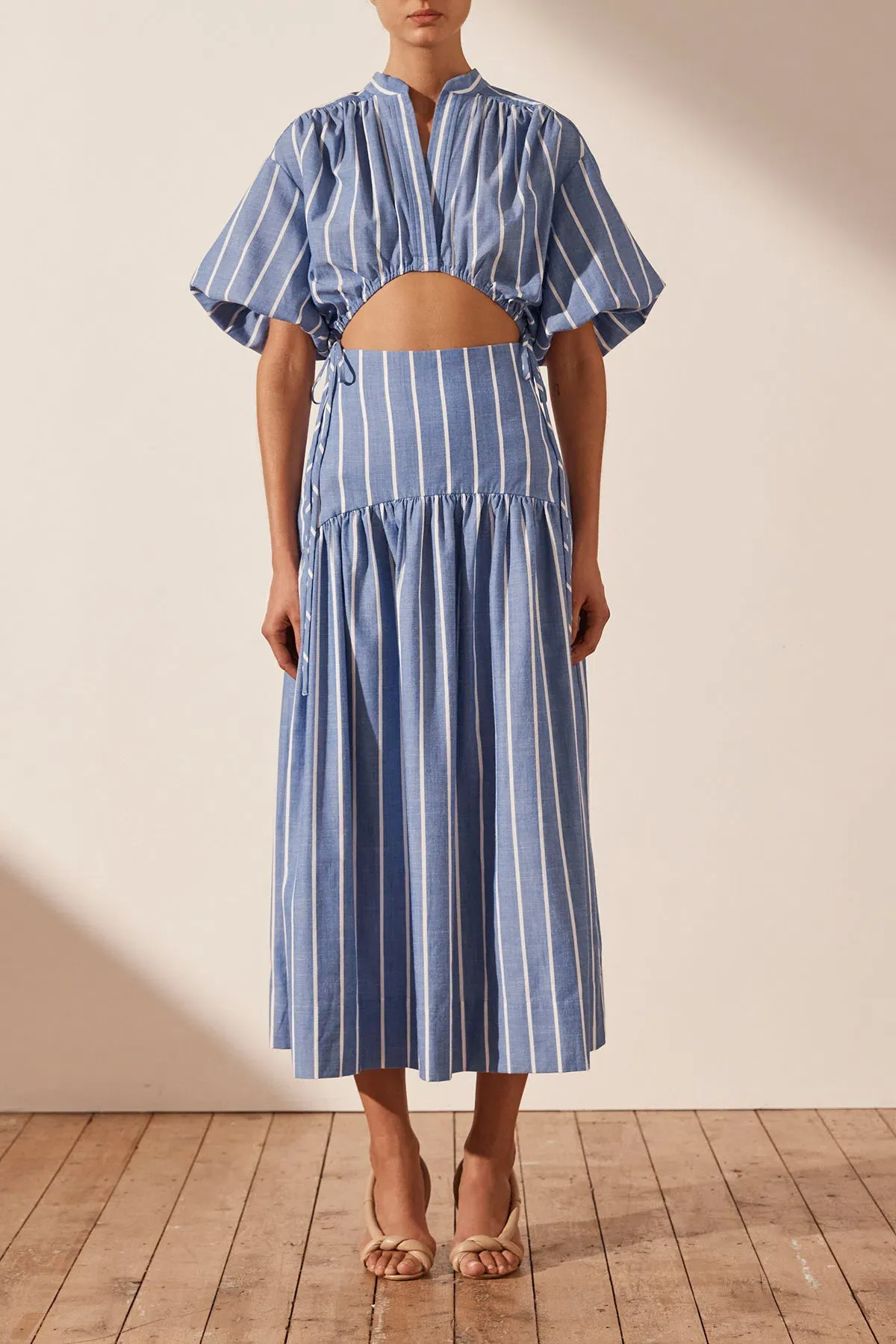 Shona Joy Deconstructed Kimberly Midi Chambray Blue Size 8 - Image 2