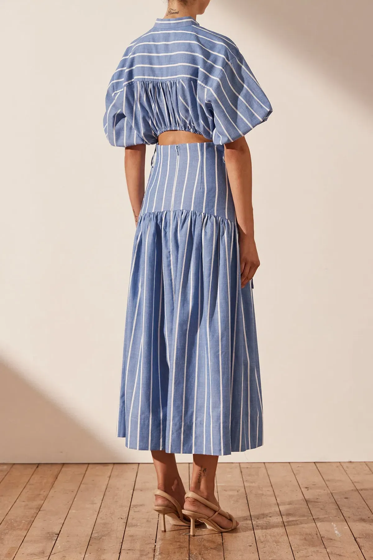 Shona Joy Deconstructed Kimberly Midi Chambray Blue Size 8 - Image 4