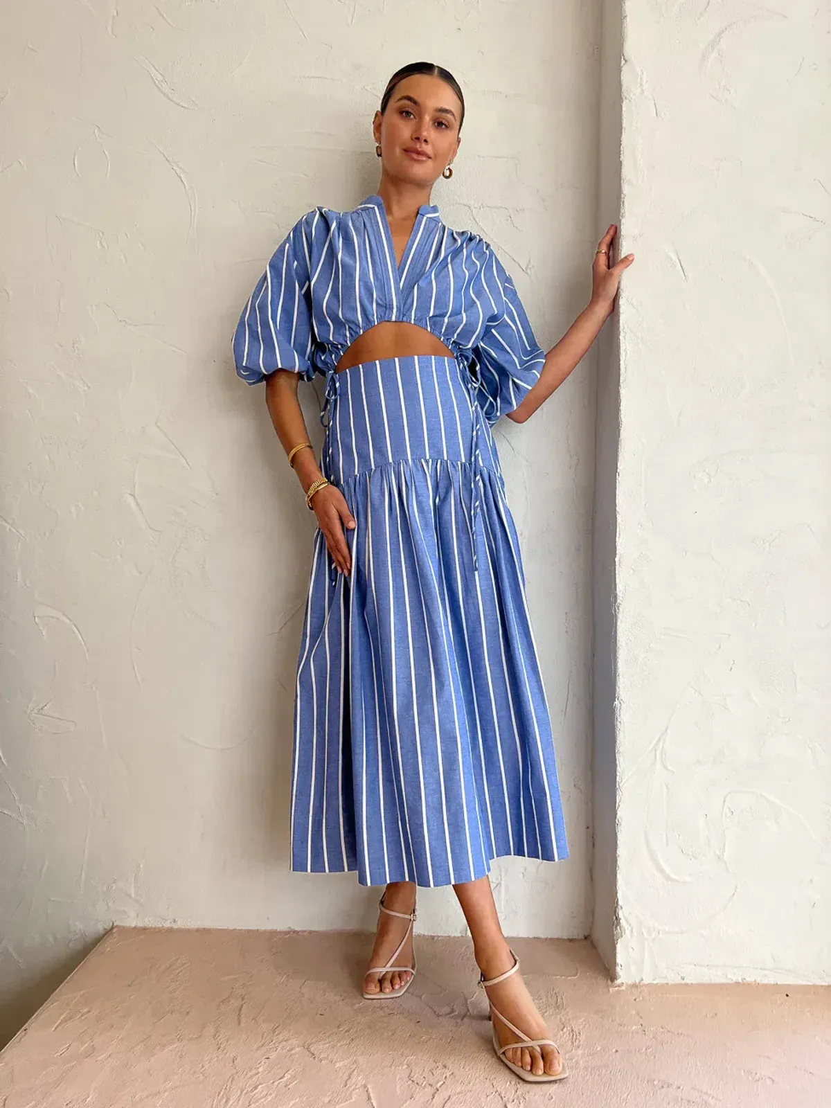 Shona Joy Deconstructed Kimberly Midi Chambray Blue Size 8 - Image 1