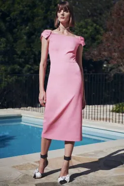 Rebecca Vallance Winslow Midi Dress in Pink in Size 10 for rent on The Volte - image 2
