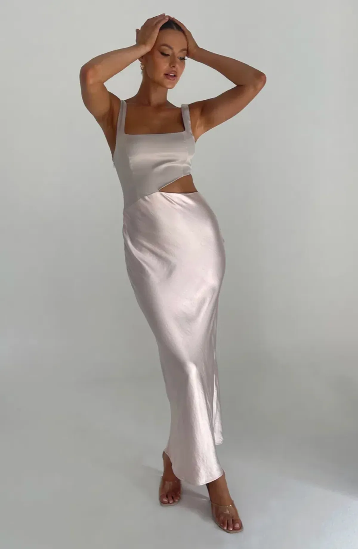 Meshki Gianna Two Tone Slashed Maxi Dress Blush Pink Size 8 - Image 2