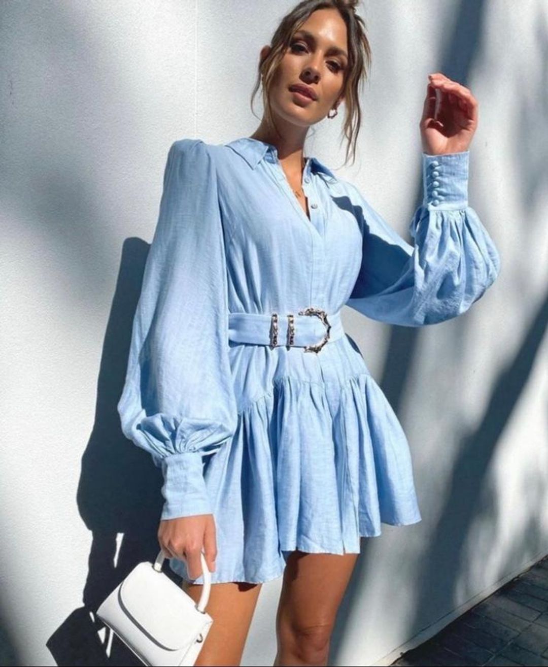 Acler Sherwood Mini Dress Blue Size AU 10 for rent on The Volte - main image