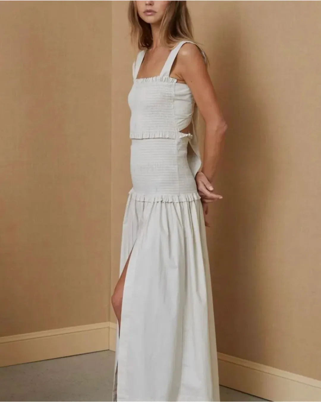 Bec & Bridge Minou Midi Dress in Pumice Size 10 for rent on The Volte - main image