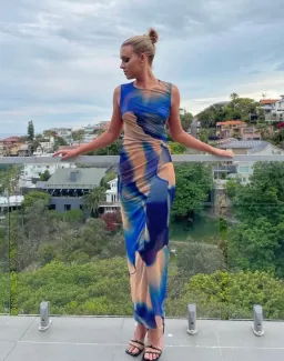 Scanlan Theodore Italian Watercolour Print Dress Blue Size 8 / S for rent on The Volte - image 2