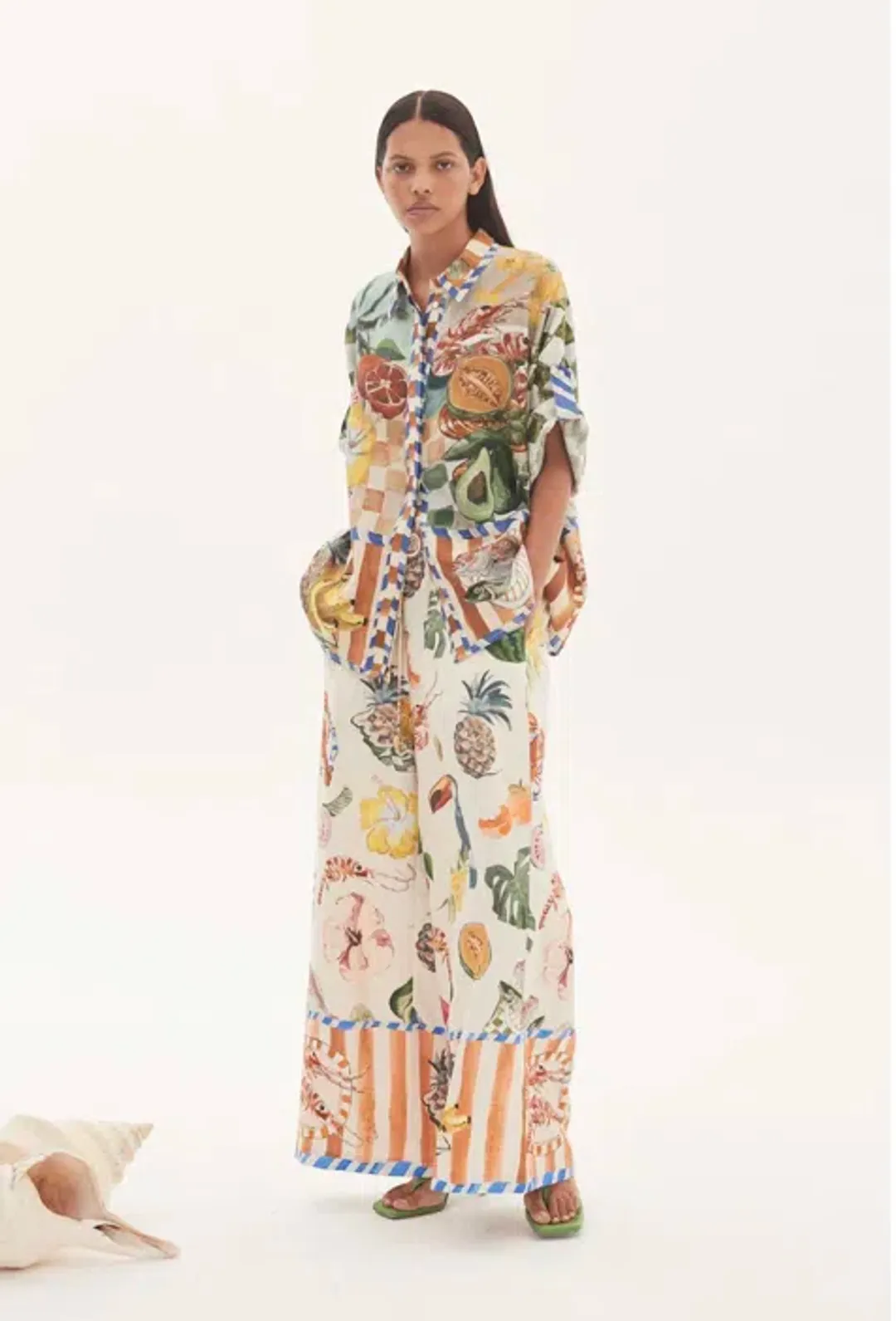 Alemais Theo Oversized Shirt Multi Coloured Size 10 for rent on The Volte - main image