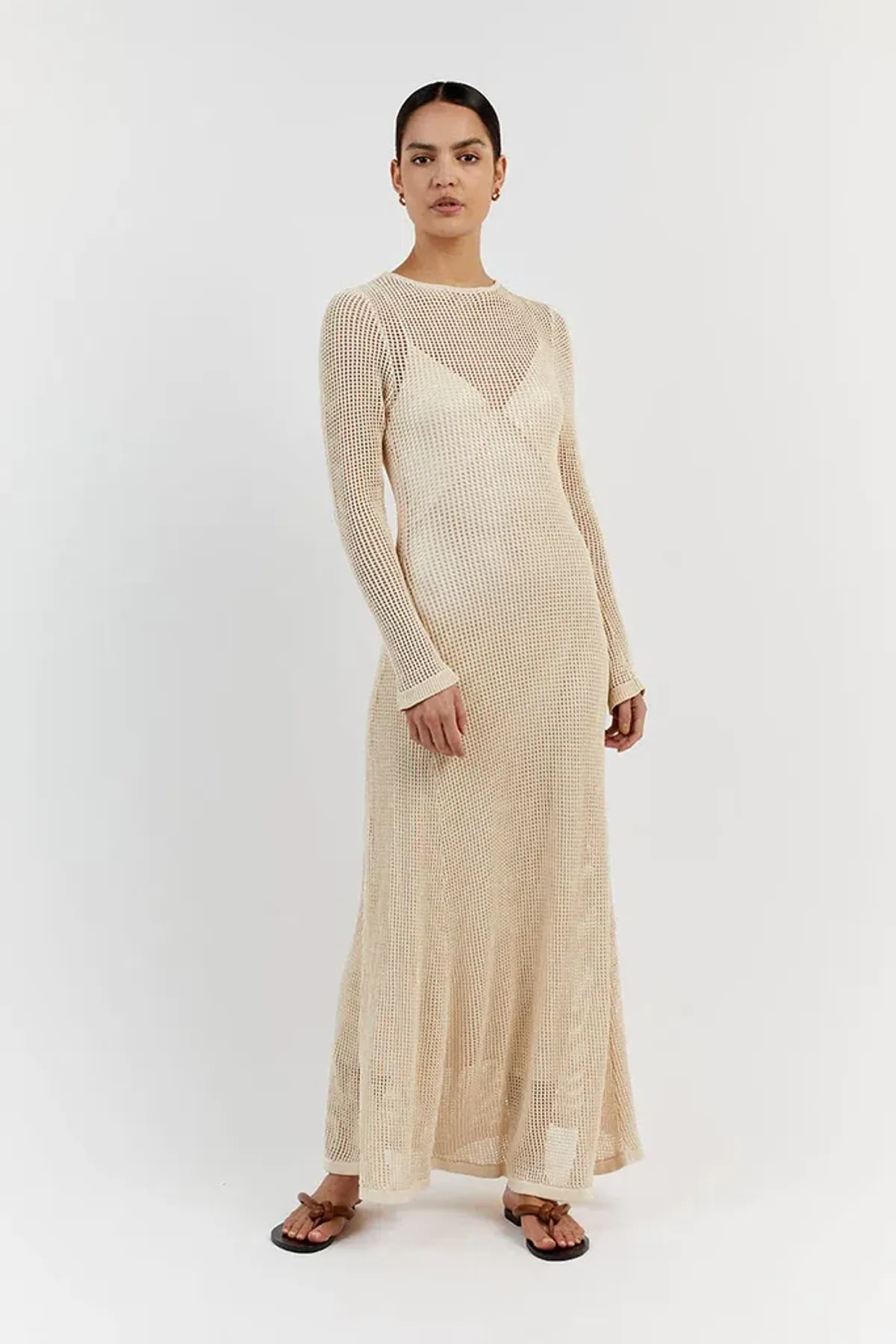 DISSH Ophelia Long Sleeve Crochet Maxi Dress Natural Size 10 / M - Image 1