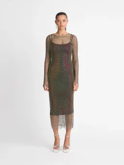 Sheike Crystal Mesh Midi Dress Size 8 / S for rent on The Volte - image 1