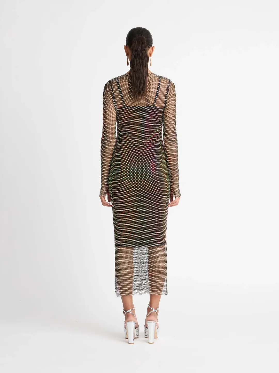 Sheike Crystal Mesh Midi Dress Size 8 / S for rent on The Volte - main image