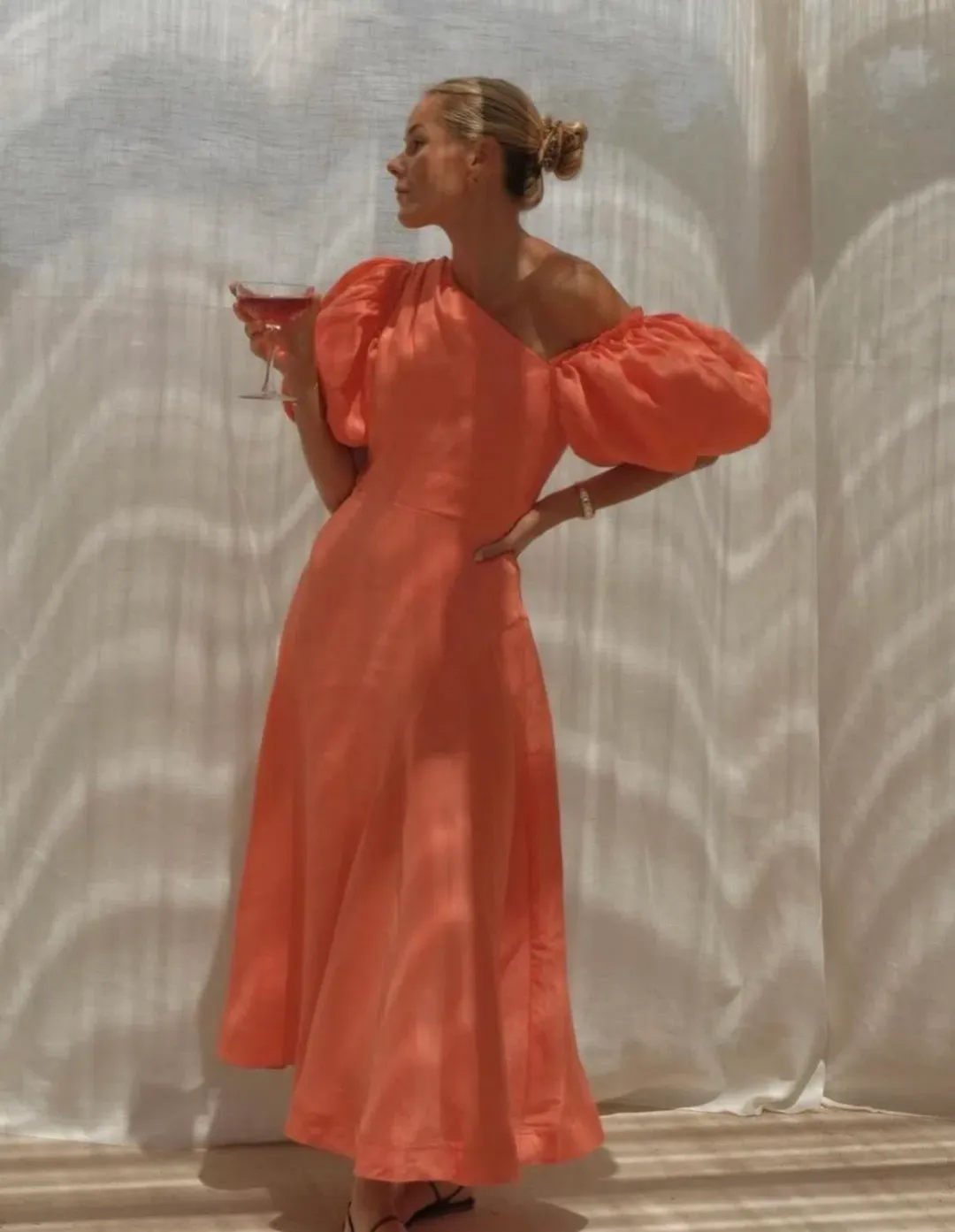 Aje Maia Off Shoulder Midi Dress Orange Size AU 14 / XL for rent on The Volte - main image