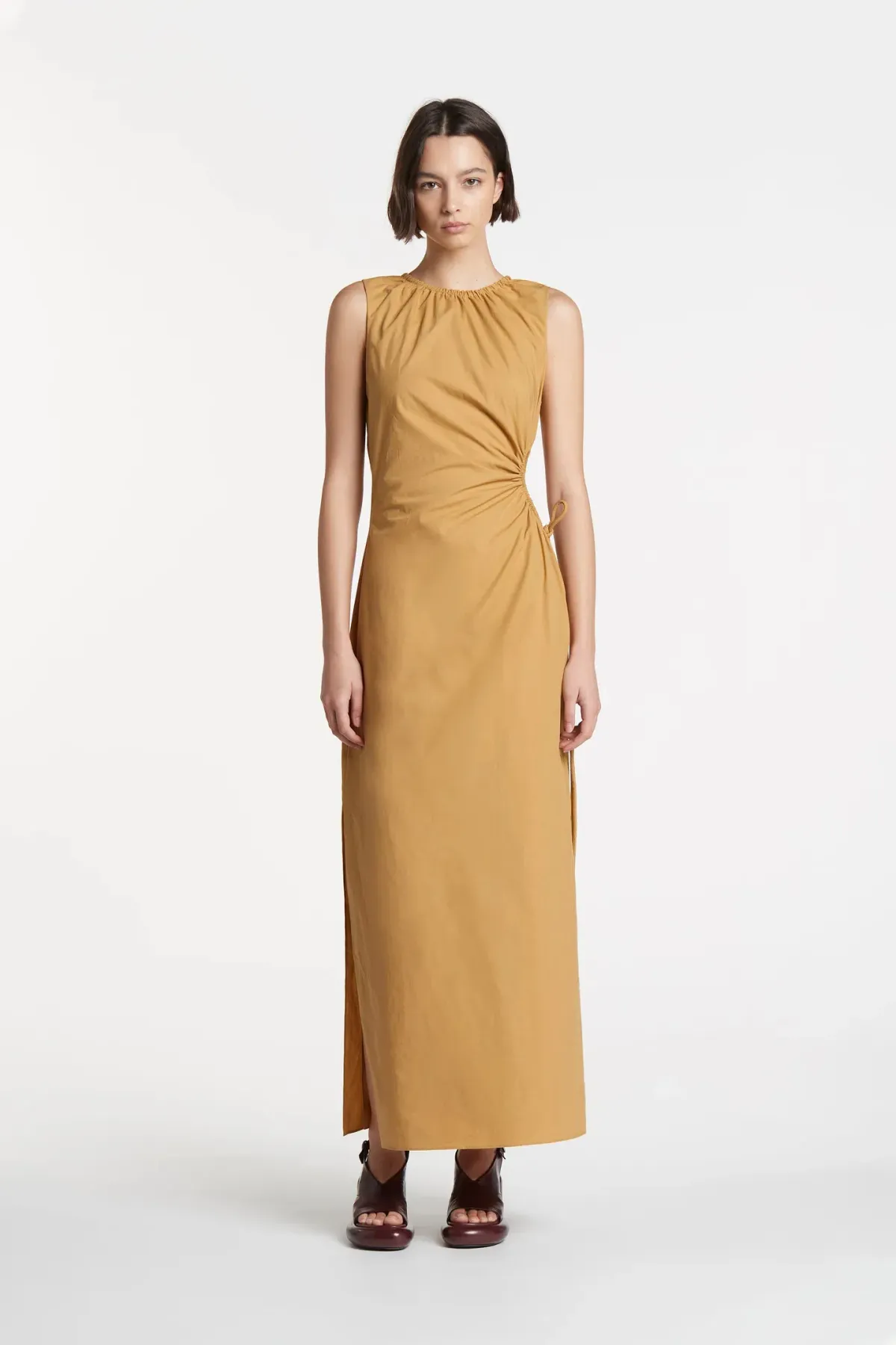 Sir the Label Dion Cut Out Detail Dress Camel Brown Size AU 10 - Image 1