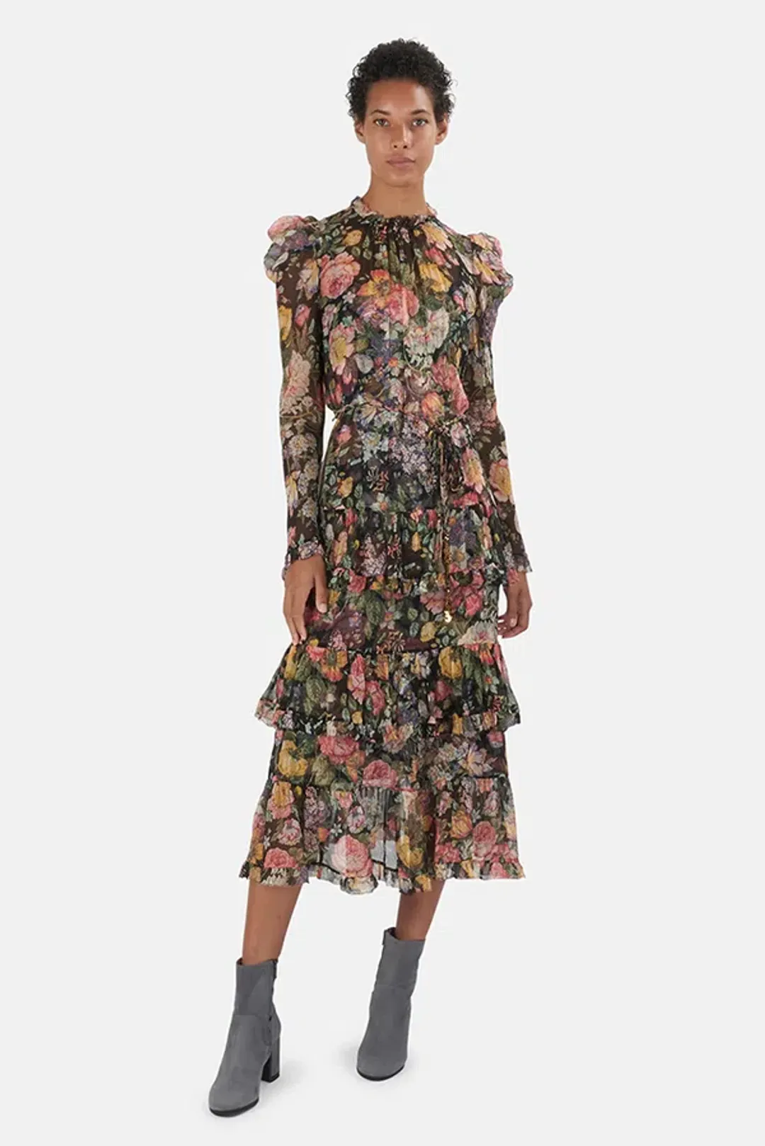 Zimmermann Lady Beetle Midnight Floral Dress Size- 6-8 for rent on The Volte - main image