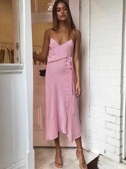 Bec & Bridge Love Sensation wrap dress white and pink size 8 for rent on The Volte - image 1