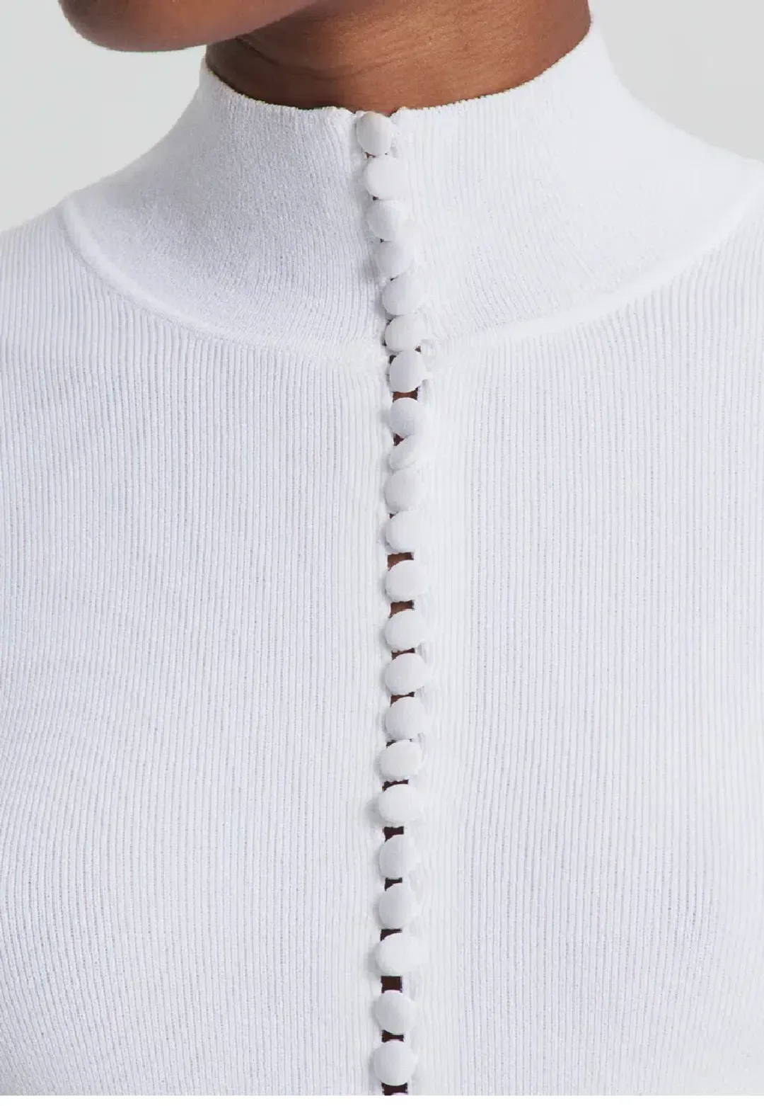 Scanlan Theodore Crepe Knit Button Polo in White Size 12 / L for rent on The Volte - main image